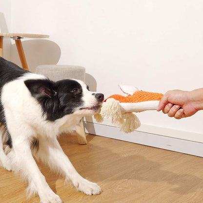 Sedioso Cute Squeaky Dog Toy, Stuffed Plush Toy for Puppies, Durable Dog Chew Toy for Small, Middle, Large Breed (Orange Fox)
