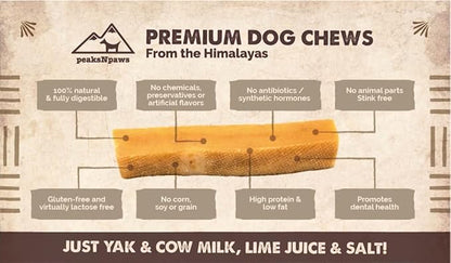 peaksNpaws Premium Yak Cheese Dog Treats - Natural Yak Chews from Himalayan Mountains - Grain Free, Lactose Free - Easily Digestible, 100% Eco-Friendly Packaging (1 Lb. Bag)