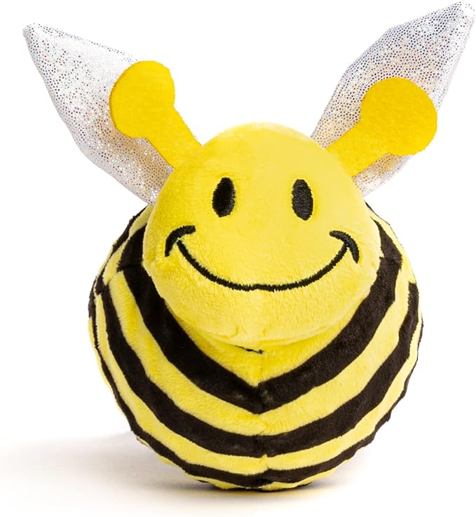 fabdog Faballs Dog Ball Toys - Super Squeaky Durable Dog Toys for All Breeds - Plush Dog Squeak Toy Balls | Animal-Themed Plush Toys | Large Bumble Bee