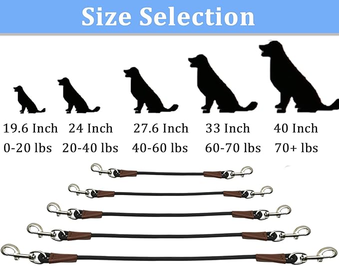 MayPaw Training Tie Down- Short Dog Tether Indoor- Strong Rope Dog Car Leash Seat Belt- 5 Sizes Vehicle Safety Restraint Lead for Small Medium Large Dogs (24 Inch)