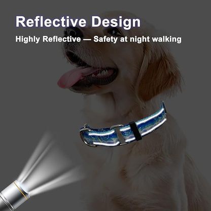 Reflective Martingale Collar for Dogs Nylon Training Collar with No Buckle, No Pull Adjustable Dog Collar for Large Dogs（Blue Starfish，L）