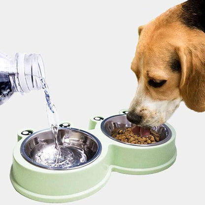 Pets Feeder Bowl Dog Dishes Pet Bowls Dog Food Water Feeder Stainless Steel Pet Drinking Dish Feeder Cat Puppy Feeding Supplies Dog Accessories Blue