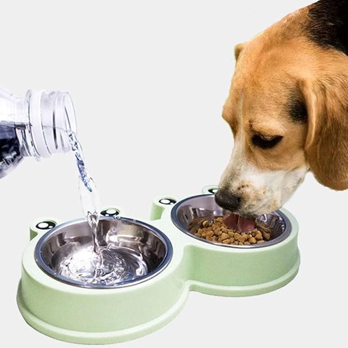 Cat Bowls and Dishes Dog Bowl Pet Bowls Dog Food Water Feeder Stainless Steel Pet Drinking Dish Feeder Cat Puppy Feeding Supplies Dog Accessories Green