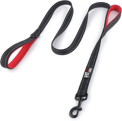 Plutus Pet Double Handle Dog Leash 4ft, Heavy Duty, Reflective Dual Handle Dog Leash for Safety Training, for Medium Large Dogs,2 Handle Leads(Black)
