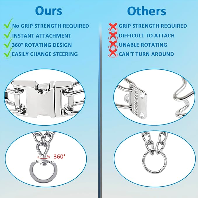 Prong Collar for Dogs, Adjustable Size Dog Training Collar Dog Pinch Collar with Quick Release Buckle for Small Medium Large Dogs(Packed with Two Extra Links)