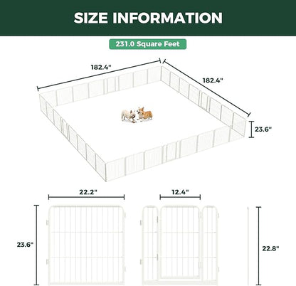 FXW Homeplus Unleashed Indoor Dog Playpen - Stress-Free and Safe Play, Heavy Duty 24 Inch 32 Panels Dog Pen for Puppy and Small Dogs, White│Patented