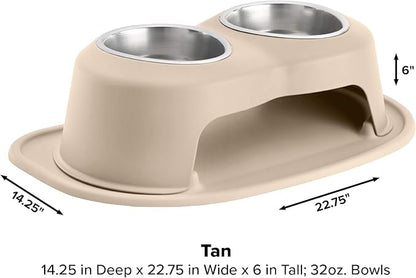 WeatherTech Double High Pet Feeding System - Elevated Dog/Cat Bowls - 6 inch High Tan (DHC3206TNTN)