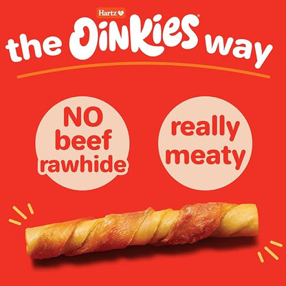 Hartz Oinkies Porkalicious Smoked Pig Skin Jerky Twists Dog Treats, 16pk