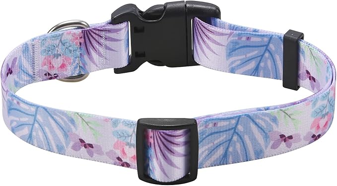 Mihqy Dog Collar with Bohemia Floral Tribal Geometric Patterns - Soft Ethnic Style Collar Adjustable for Small Medium Large Dogs (Purple Flower,XS)