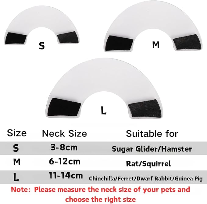 Sugar Glider Recovery Cone - Adjustable Protection Collar Soft Recovery Collar for Rat Bird Hamster Rabbit Guinea Pig After Surgery Wound Healing Elizabeth Neck E Collar for Small Animal (M (6-12cm))