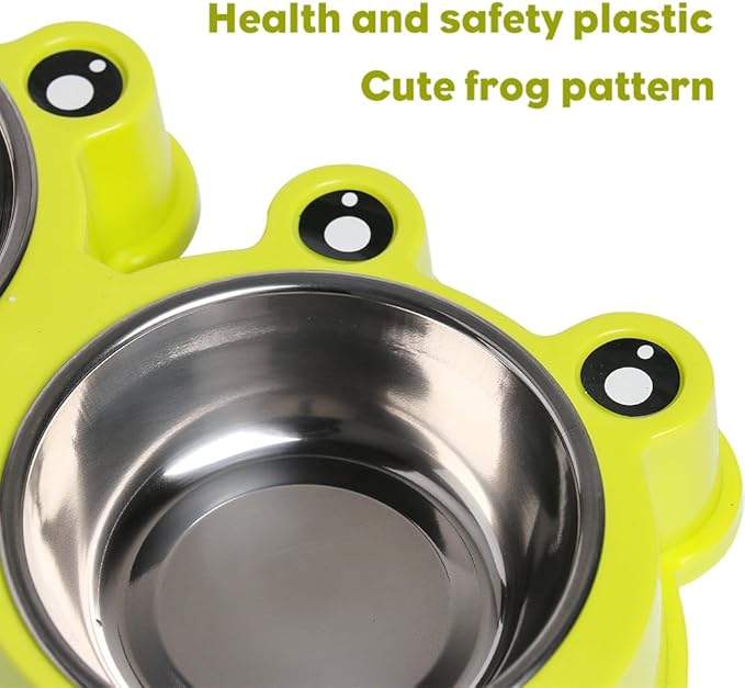 Skrtuan Double Dog Cat Bowls Premium Stainless Steel Pet Bowls with No-Slip Stainless Steel Cute Modeling Pet Food Water for Feeder Dogs Cats Rabbit and Pets