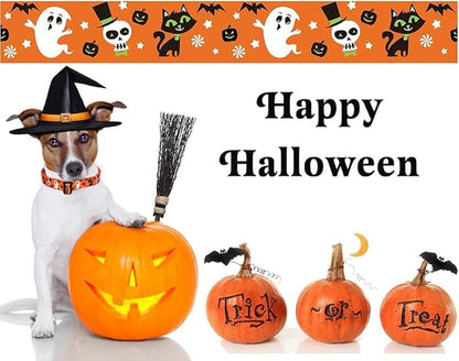 Mihqy Halloween Dog Collar and Leash Set - Pumpkin Bat Ghost Pattern - Adjustable for Small Medium Large Dogs(Halloween Set,S)