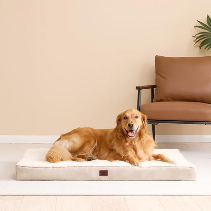 EHEYCIGA Orthopedic XL Dog Beds for Extra Large Dogs with Removable Washable Cover for Crate, Camel, 41x27