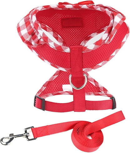 SuperBuddy Upgraded Soft Mesh Dog Harness, Super Breathable Lightweight Pet Harnesses for Puppy Dogs Outdoor Walking, Red Dog Harness and Dog Leash Set Packing -Medium