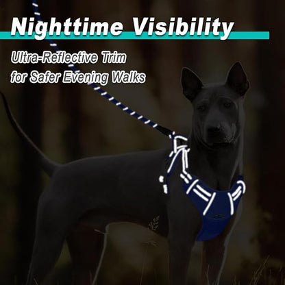 BARKBAY Dog Harness No Pull Mesh for Medium Dogs - Adjustable, Reflective, Comfortable, No Choke, Heavy-Duty - Perfect for Outdoor Training, Walking, and Hiking-Strong&Durable- M & Sapphire Blue Mesh