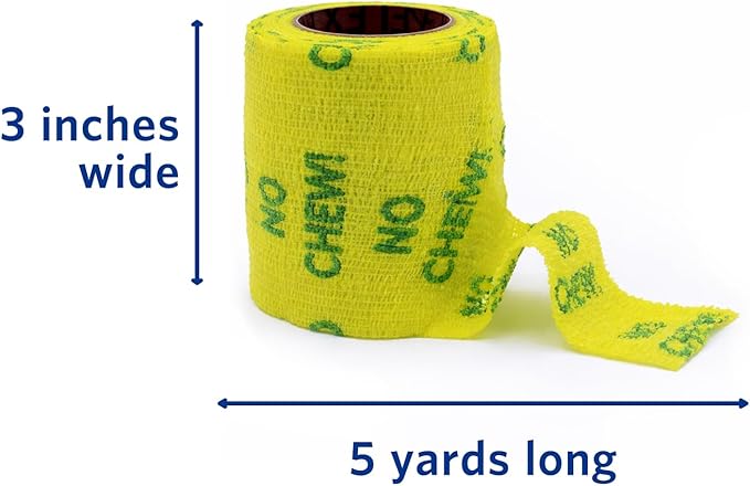 OVIK Health PetFlex No Chew – Flexible Self-Adhering Elastic Bandage for Wound Care – First Aid Wrap for Small Animals Like Dogs, Cats, and Other Pets - 3 inch, 2 Rolls
