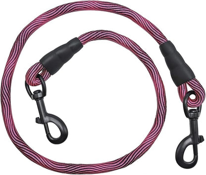 BTINESFUL 3FT Dog Tie Down, Nylon Rope Short Dog Tether Indoor Training Safety Vehicle Tether for Large Medium Strong Puppy (Pink Black)