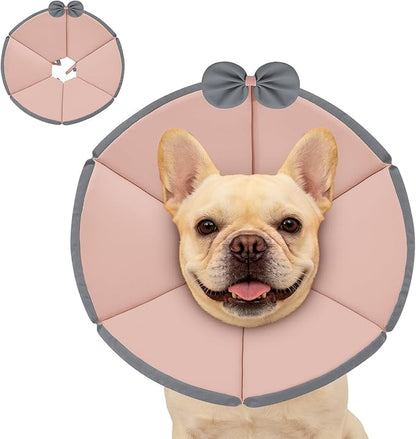 MAXFUT Soft Dog Cone Collar,Foam Cone for Dogs to Stop Licking After Surgery,Non Inflatable Dog Donut Cone (Pink, L)