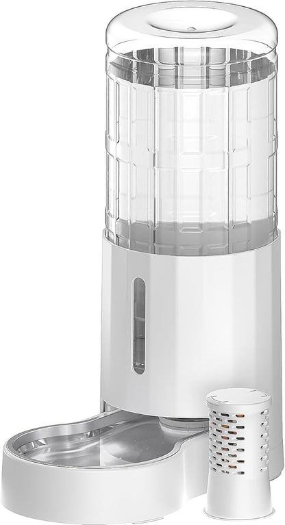 CZPET 2.5 Gallon Dog Water Bowl Dispenser,Filter Automatic Dog and Cat Water Dispenser with Stainless Steel Bowl, Gravity Waterer, Large Capacity, and Quiet Drinking Area for Pets (9.5L,White)