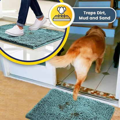 Muddy Mat® | Super Absorbent Door Mat Indoor, Microfiber Quick Dry Chenille Entryway Rug, Non-Slip Front Door Mat, Indoor Mats for Entryway, Machine Washable Pet Rug, Seafoam Green 48"x60"