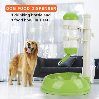 Dog Water Bottle Bowl,Automatically Feeding Water Height Adjustable Dispenser for Dog Cat(Green)
