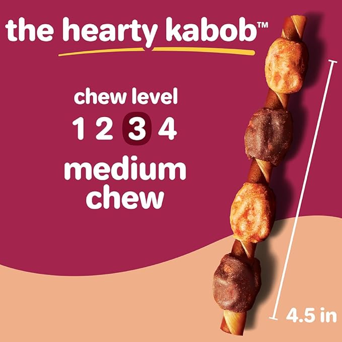 Hartz Oinkies Hearty Kabob Dog Treats with 100% Real Chicken, Duck, Sweet Potato & Carrot, Rawhide-Free, Natural Dog Treats, Highly Digestible Long Lasting Chews, 36 Count