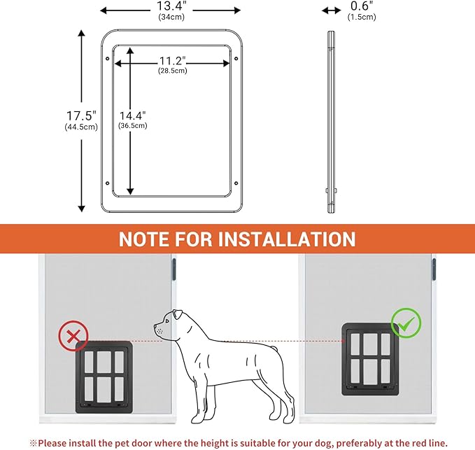 PETLESO Dog Door for Sliding Door, Lockable Dog Screen Door with Magnetic Closure Easy Install Pet Door for Dogs Cats, 11.2"x14.4" Black