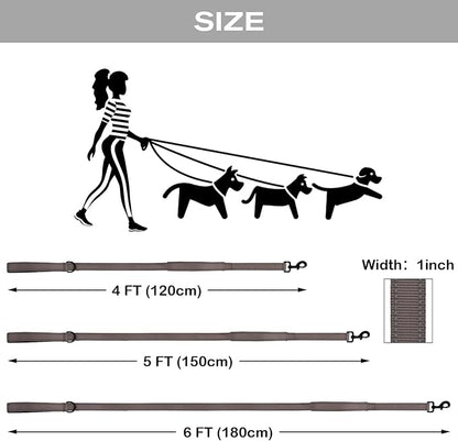 Joytale Dog Leash Heavy Duty for Large Dogs that Pull, Double Handle for Traffic Control, Double-Sided Reflective Leashes for Large Medium Dogs Night Safety, 6FT, Brown