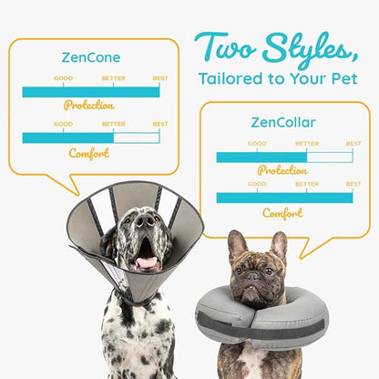 ZenPet Recovery Cone E-Collar for Dogs & Cats – Soft, Comfortable, Safe & Stress-Free Healing After Surgery, Adjustable Design, Secure Custom Fit (Large)