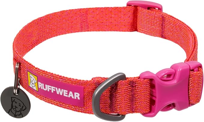 Ruffwear, Front Range Flex Dog Collar, Soft Engineered Knit for Everyday Walks, Lightweight Adjustable with Aluminum V-Ring, Integrated ID Tag Silencer, Quick Release Buckle, Rose Violet, 20"-26"