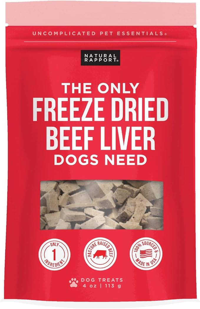 Natural Rapport Freeze Dried Beef Liver Dog Treats - Single Ingredient, USDA Beef, Training Treats for Small & Large Dogs (4 oz, 250+ Treats)