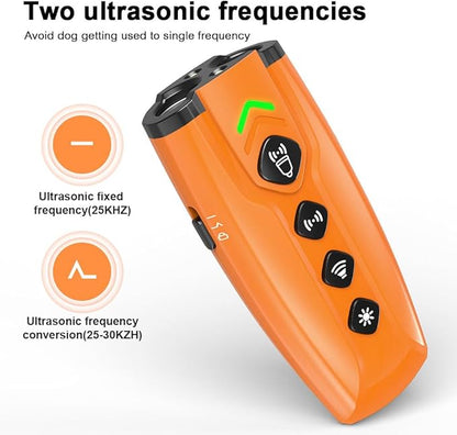 Dog Bark Deterrent Device with 3X Ultrasonic Barking Control and LED Light, Rechargeable Dog Training Tool for Indoor and Outdoor Use Behavior Correct Safe & Humane
