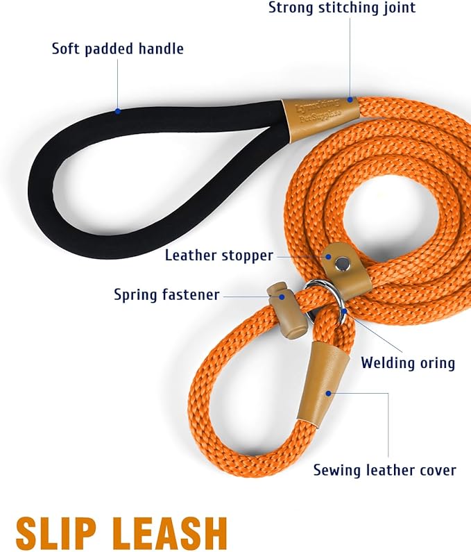 lynxking Dog Leash Slip Lead 5 6 8 FT Dog Training Leash Strong Heavy Duty Braided No Pull Training Lead Leashes