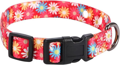 Rhea Rose 1 Inch Replacement Collar Strap Shock Collar with 2 Holes, Compatible with Nearly All Brands and Models of Underground Electric Dog Fences and Training Collars, Red Daisy