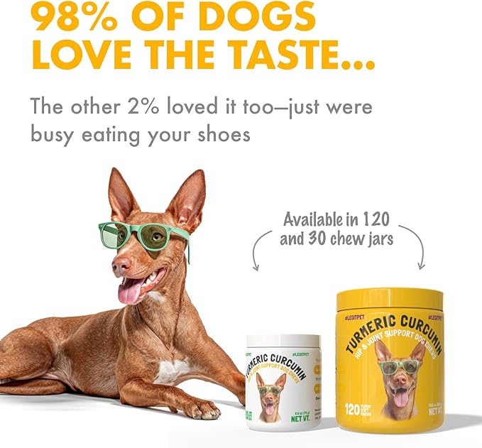 Turmeric Curcumin Hip & Joint Dogs Supplement Anti-Inflammatory Support for Arthritis & Mobility with Collagen & BioPerine Pain Relief Antioxidant Digestive Cardiovascular and Liver Health 120 Chews