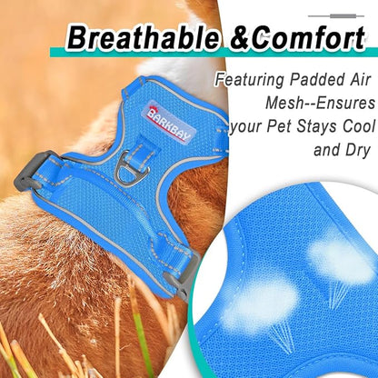 BARKBAY Dog Harness No Pull Mesh for Large Dogs - Adjustable, Reflective, Comfortable, No Choke, Heavy-Duty - Perfect for Outdoor Training, Walking, and Hiking-Strong & Durable- XL & Blue Mesh
