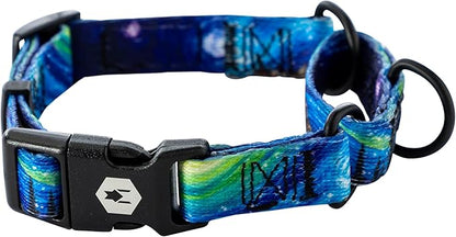 Wolfgang Heavy Duty Martingale Dog Collar with Quick Release Nylon Buckle for Walking & Training, StarryWolf Print, Medium