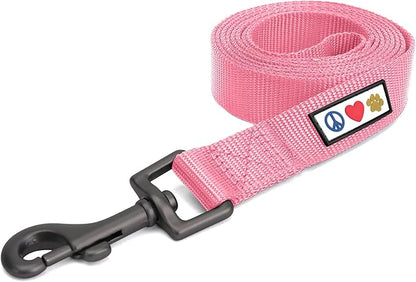 Pawtitas Solid 6 ft Millennial Pink Dog Leash XS/S Custom Name and Phone Embroidery Strong Nylon Leash for Small Breeds