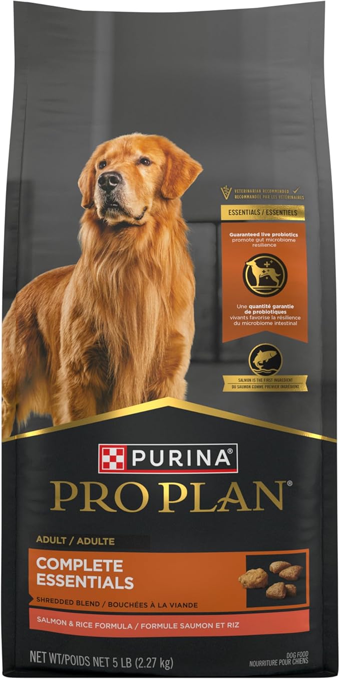 Purina Pro Plan Complete Essentials Shredded Blend Salmon and Rice Dog Food Dry Formula with Probiotics for Dogs - 5 lb. Bag