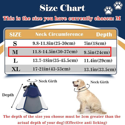 Hard & Heavy Plastic Dog Cone Collar Alternative for Medium Dogs (French Bulldog Dachshund) After Surgery, Adjustable Recovery Cone Anti-Lick, Elizabethan Protective Collar Cone of Shame for Healing
