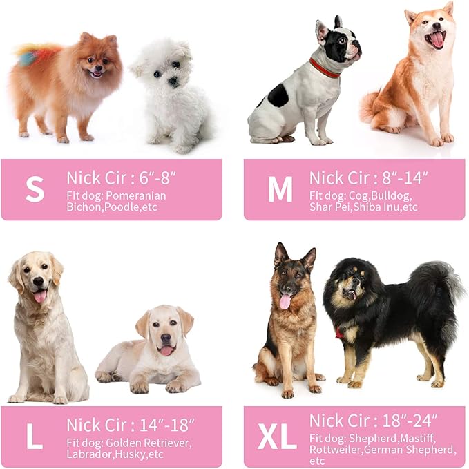 MCHY Inflatable Dog Cone,Adjustable Recovery Collar for Dogs After Surgery,Prevent from Biting & Scratching,Not Block Vision (Pink, S-Neck 7''- 12'')