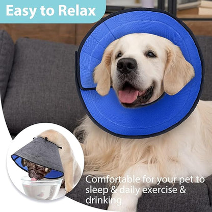 Dog Cone for Small, Medium, and Large Dogs and Cats, Soft Cone for Dogs After Surgery, Lightweight Leathaire Recovery Cone Collar to Stop Licking and Scratching (Black, 3(Neck:7.75-9.5"))