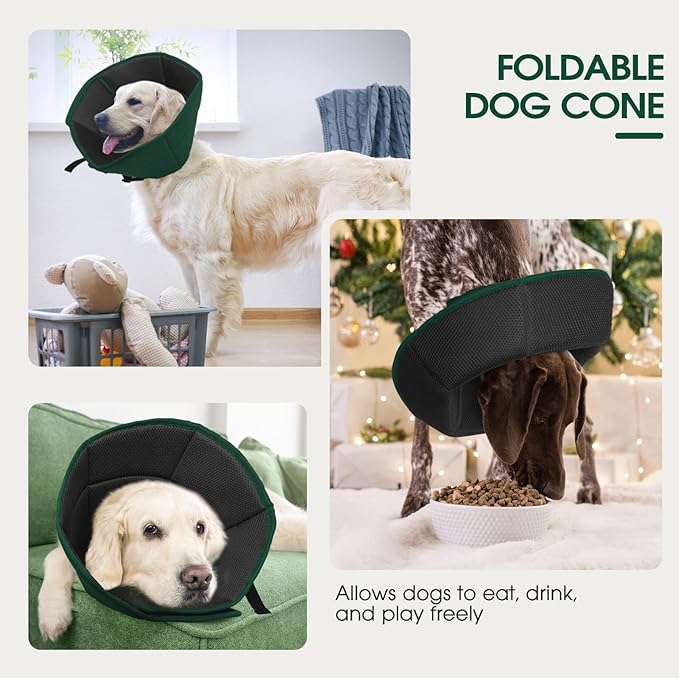 Dog Cone Collar After Surgery for Medium Dogs, Adjustable Soft Recovery Cone for Dogs to Stop Licking Biting, Comfortable Pet Elizabethan Alternative for Wound Healing