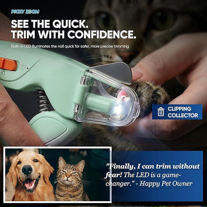 2-in-1 Dog & Cat Nail Clippers and Grinder with Light – Upgraded Safety Guard to Avoid Overcutting, Sharp Blade, Painless Quiet Pet Nail Claw Trimmers, Professional Grooming Tool for Large Small Pets