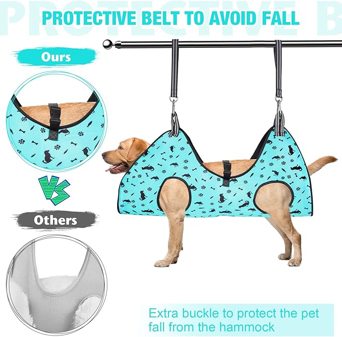 ATESON Dog Grooming Hammock - Pet Harness for Grooming Nail Trimming (M 40lb), Dog Sling for Nail Clipping, Dog Hanging Holder for Cutting Nail with Nail Clippers