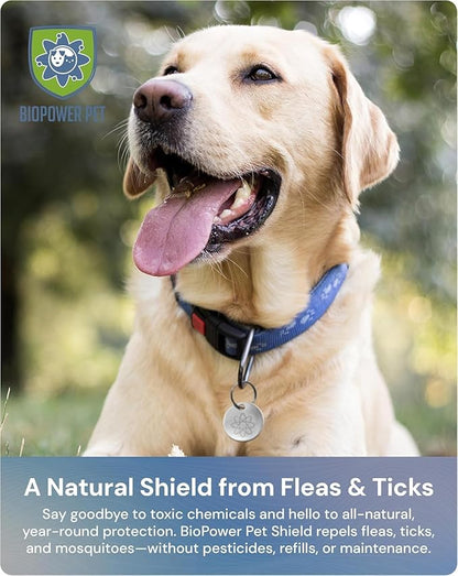 Natural Flea & Tick Repellent Collar Tag for Dogs & Cats – BioPower Pet Shield – Safe for Pets When Used as Directed – Lasts 1 Full Year - Regular Tag (2 Pack)