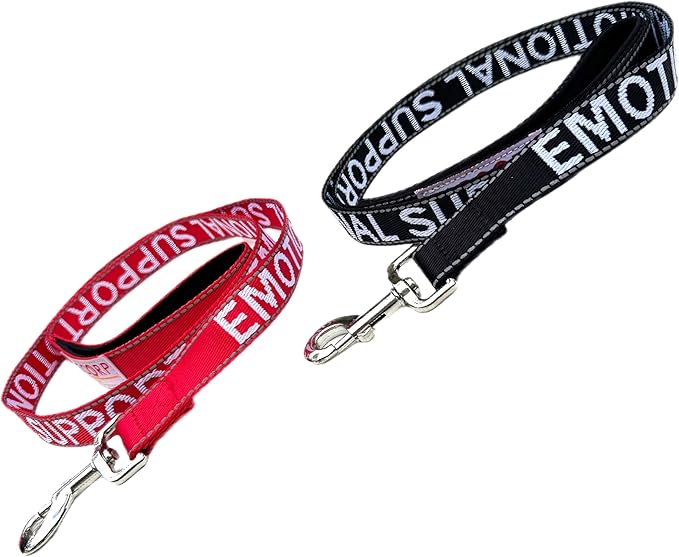 Albcorp Emotional Support Dog Leash 4 FT x 1 Inch – Reflective ESA Leash with Embroidered Emotional Support Lettering, Heavy-Duty Nylon, Padded Neoprene Handle, (Red, Emotional Support)