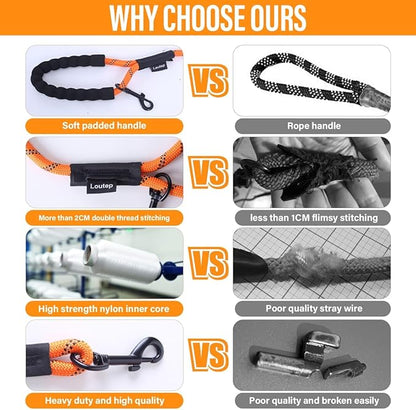 Long Leash for Dogs 10ft 16ft 30ft 50 Feet 100 Foot Tie Out Check Cord Recall Obedience Rope Lead Extra Longline Long Dog Leash for Small Medium Large Dogs Outdoor Training Camping Tracking