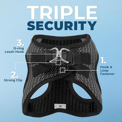 Best Pet Supplies Voyager Step-in Air Harness - All Weather Mesh, Reflective, No Pull Harness for Dogs, Cats - Secure with Hook & Loop Fastener, Buckle, Double D-Rings - Gray 2-Tone, XS