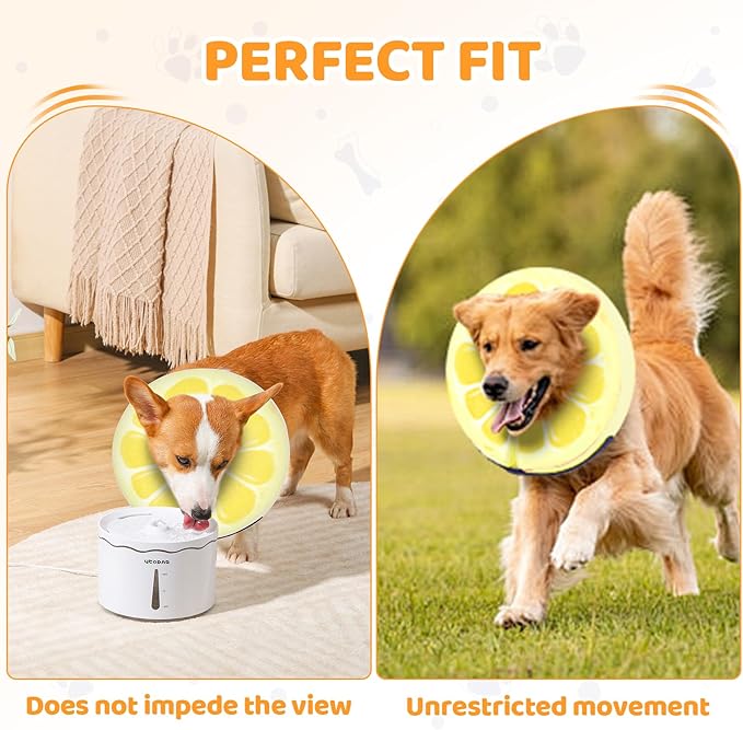 Adjustable Inflatable Dog Cone Collar for Surgery Recovery, Soft Cone for Dogs & Cats, Portable & Washable Dog Donut Collar, Large Cat Cone E Collar (Yellow M)
